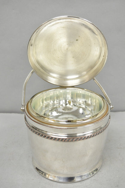 Vintage Bernard Rice's Sons Silver Plated Reticulating Hinge Lid Bar Ice Bucket