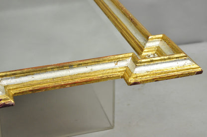 Vintage Italian Regency Silver & Gold Gilt Wood Frame Beveled Glass Wall Mirror