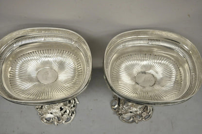Antique French Rococo Silver Plated Cherub Dome Centerpiece Fruit Bowls - Pair