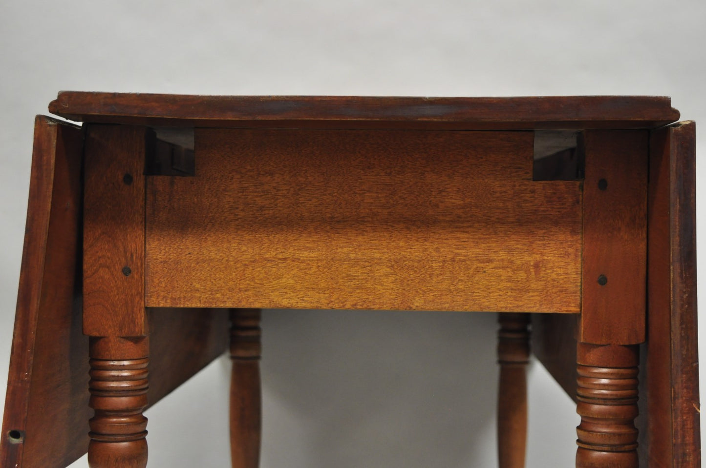 Antique French Country Farmhouse Cherry Wood Drop Leaf Extension Dining Table