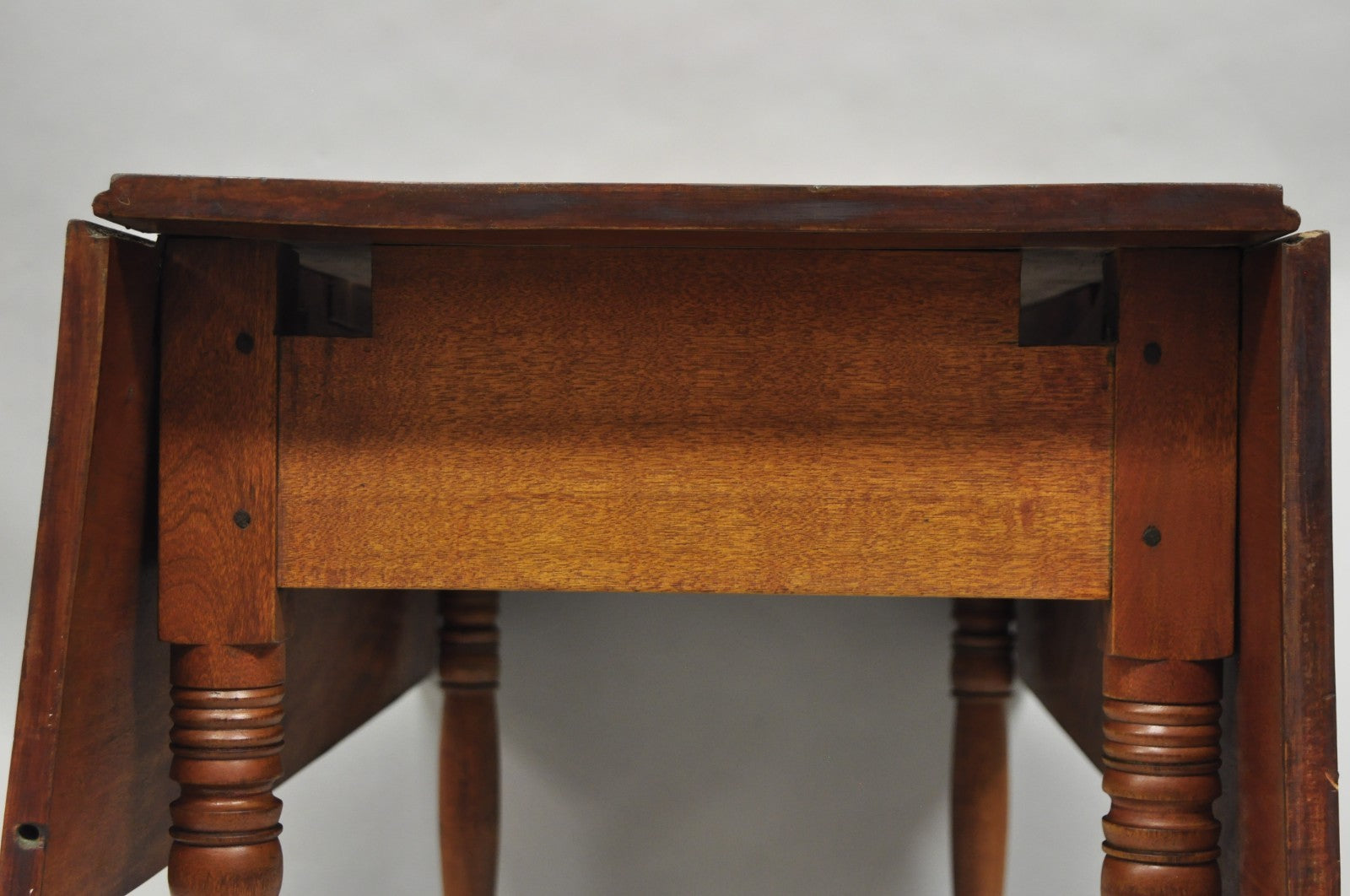 Antique French Country Farmhouse Cherry Wood Drop Leaf Extension Dining Table