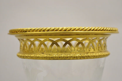 Antique French Louis XV Style Gold Gilt Bronze Crystal Glass Stem Goblet - Pair