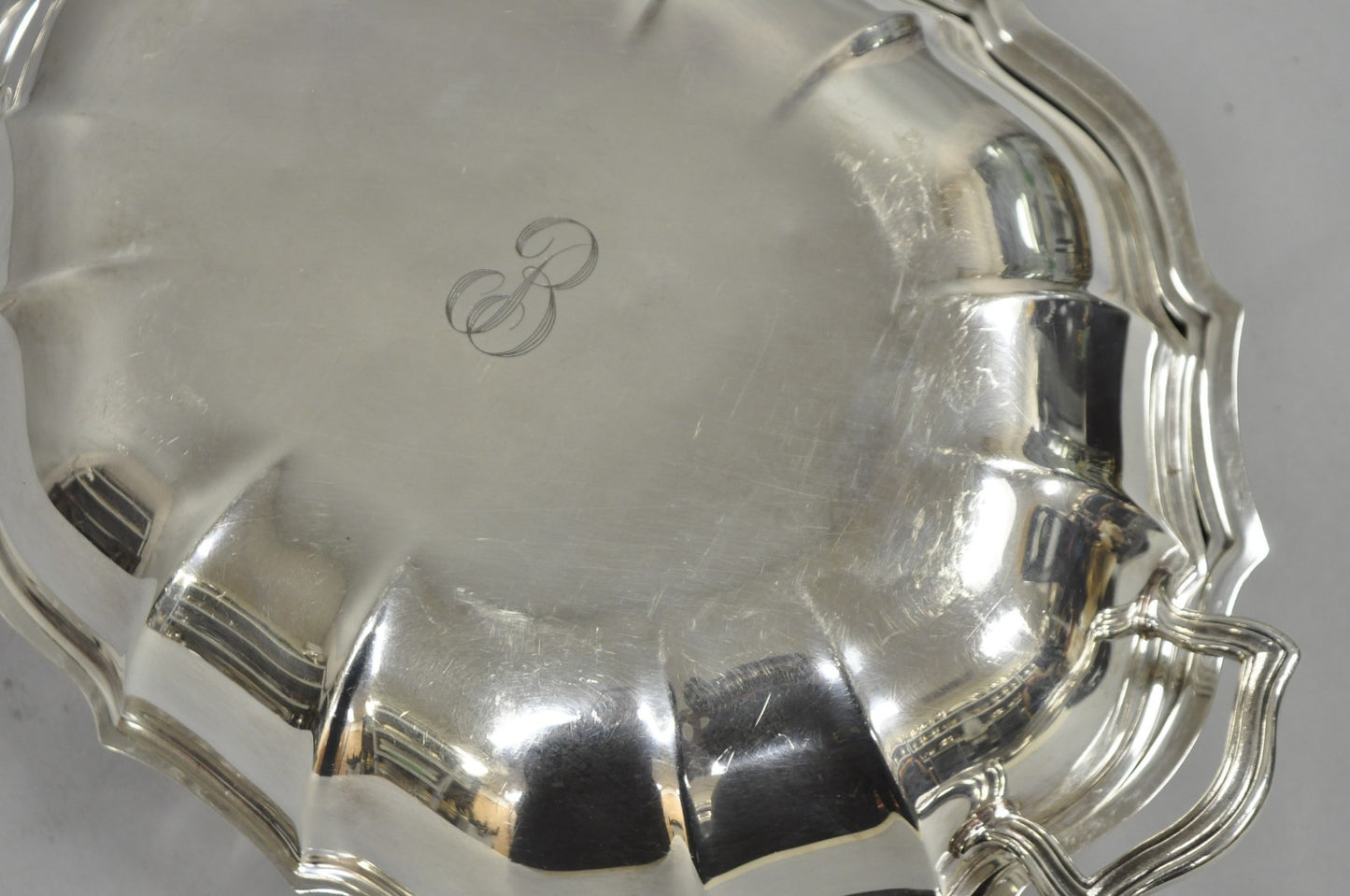 Vintage International Silver Co Chippendale Covered Serving Dish w/ "B" Monogram