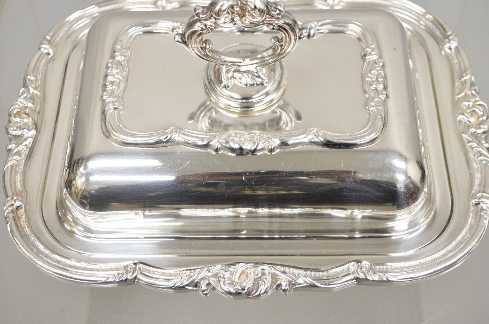 Vintage English Silver Mfg Co Silver Plated Covered Twin Serving Platter Dish
