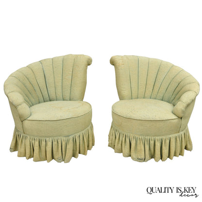 Antique French Hollywood Regency Asymmetrical Sculptural Club Chairs - a Pair