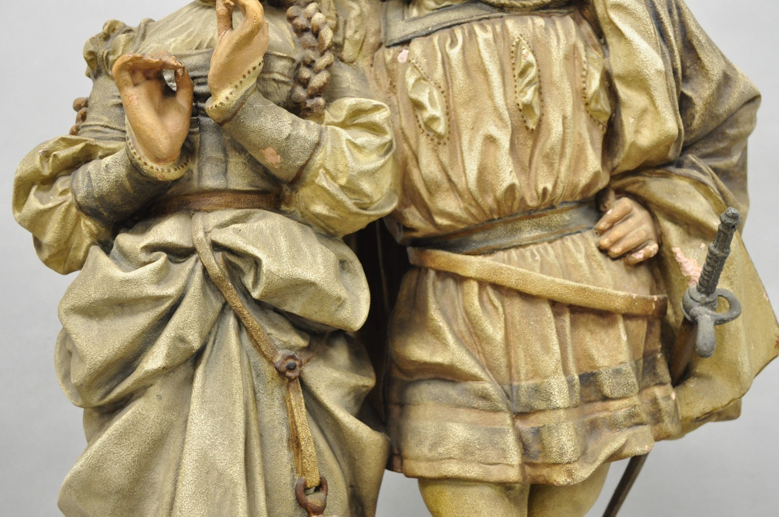 Antique French Renaissance Hennecke & Co "Faust & Marguerite" Plaster Statue