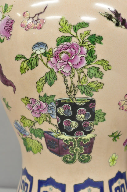 Vintage Chinoiserie Pink Porcelain Ginger Jar Jardinière Vase Table Lamp a Pair
