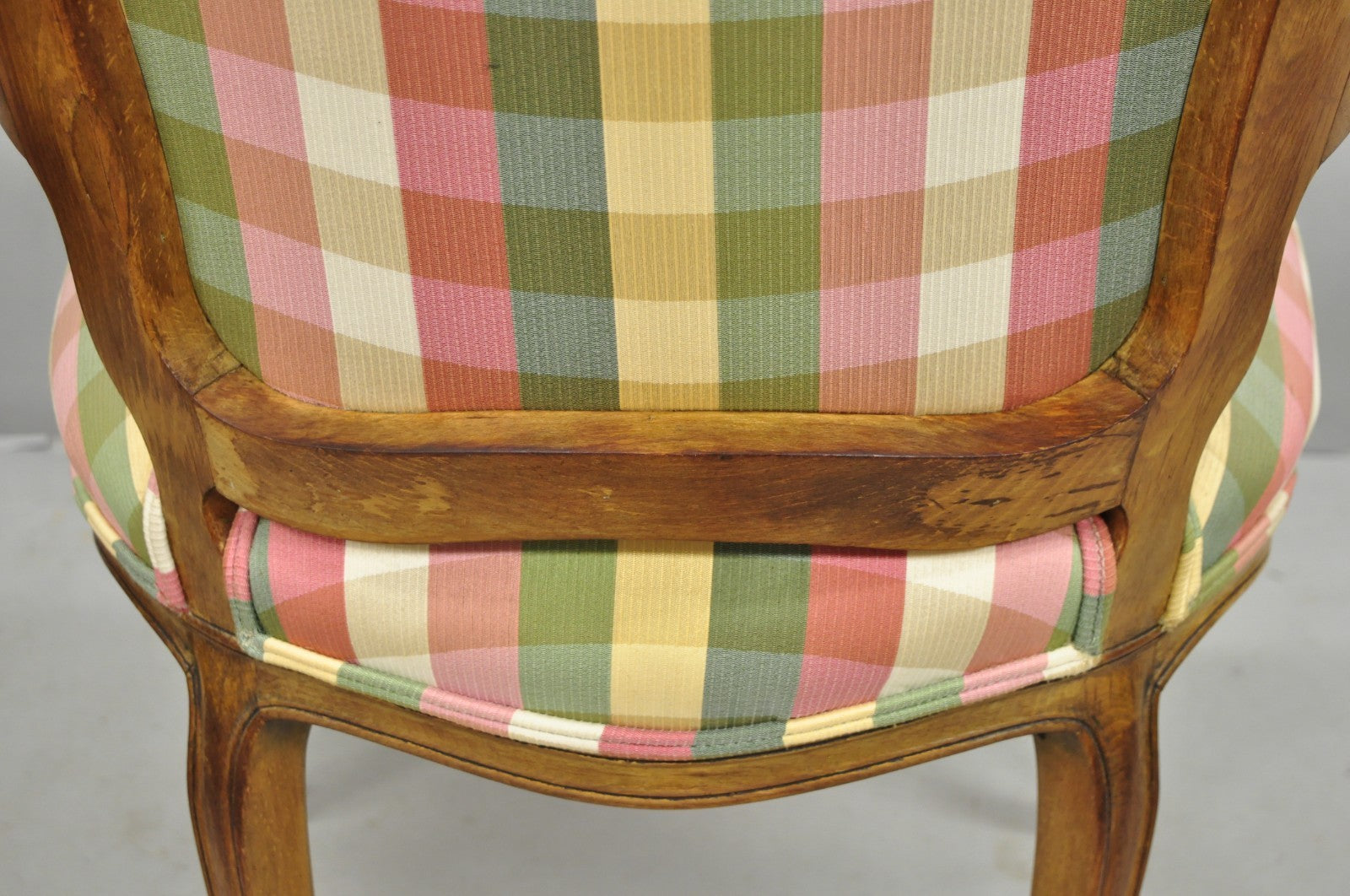 Vintage French Country Louis XV Style Plaid Arm Chair by Simon Loscertales Bona