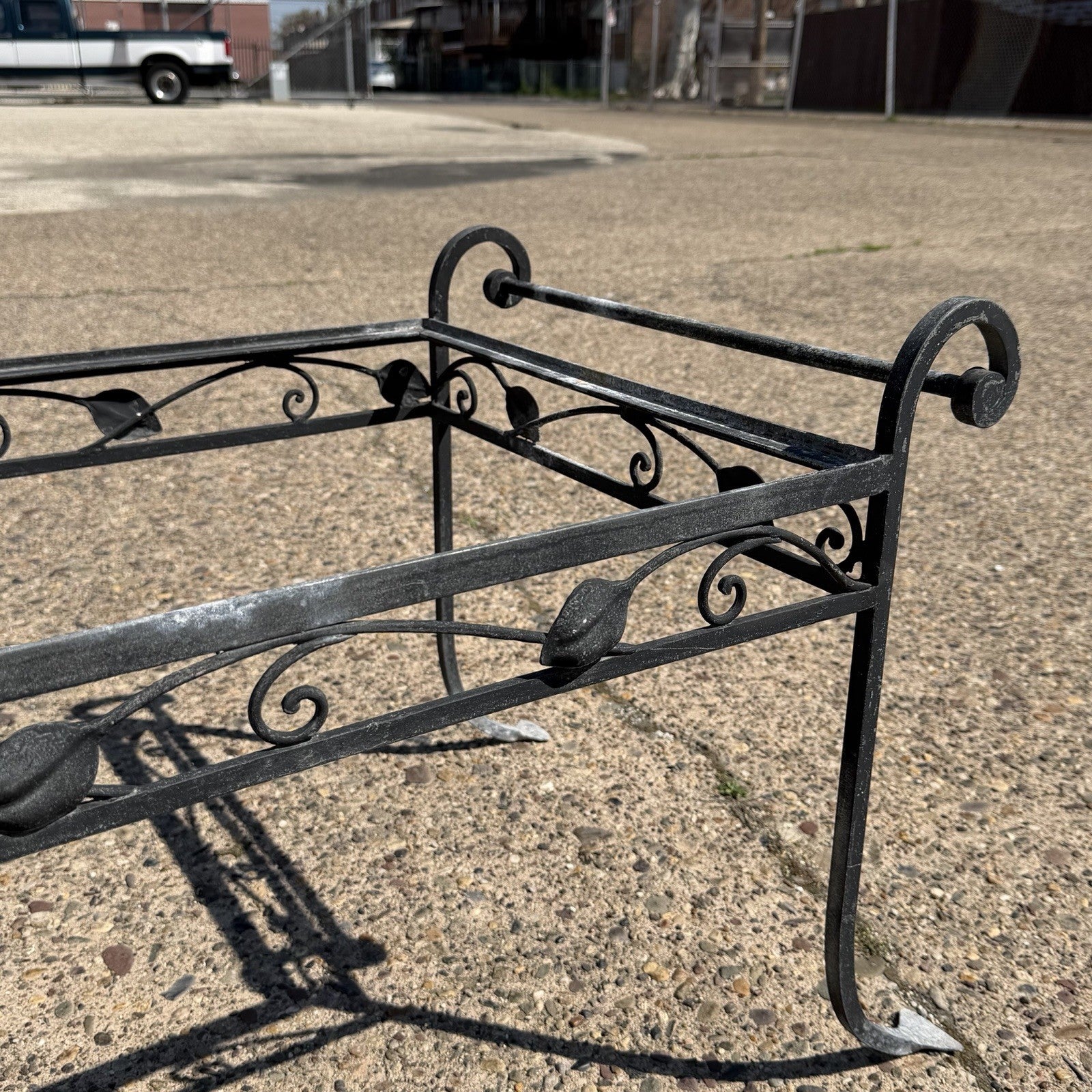 Vintage Salterini Art Nouveau Wrought Iron Garden Patio Rectangular Coffee Table