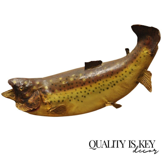 Vintage Big Mouth Rainbow Trout Wall Mount Taxidermy Real Skin Wall Decor