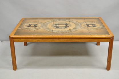 Johannes Andersen Mid Century Danish Modern Ceramic Tile Teak Wood Coffee Table