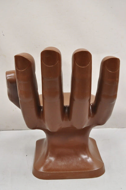Vintage Mid Century Modern 1980s Brown Molded Plastic Hand Chair