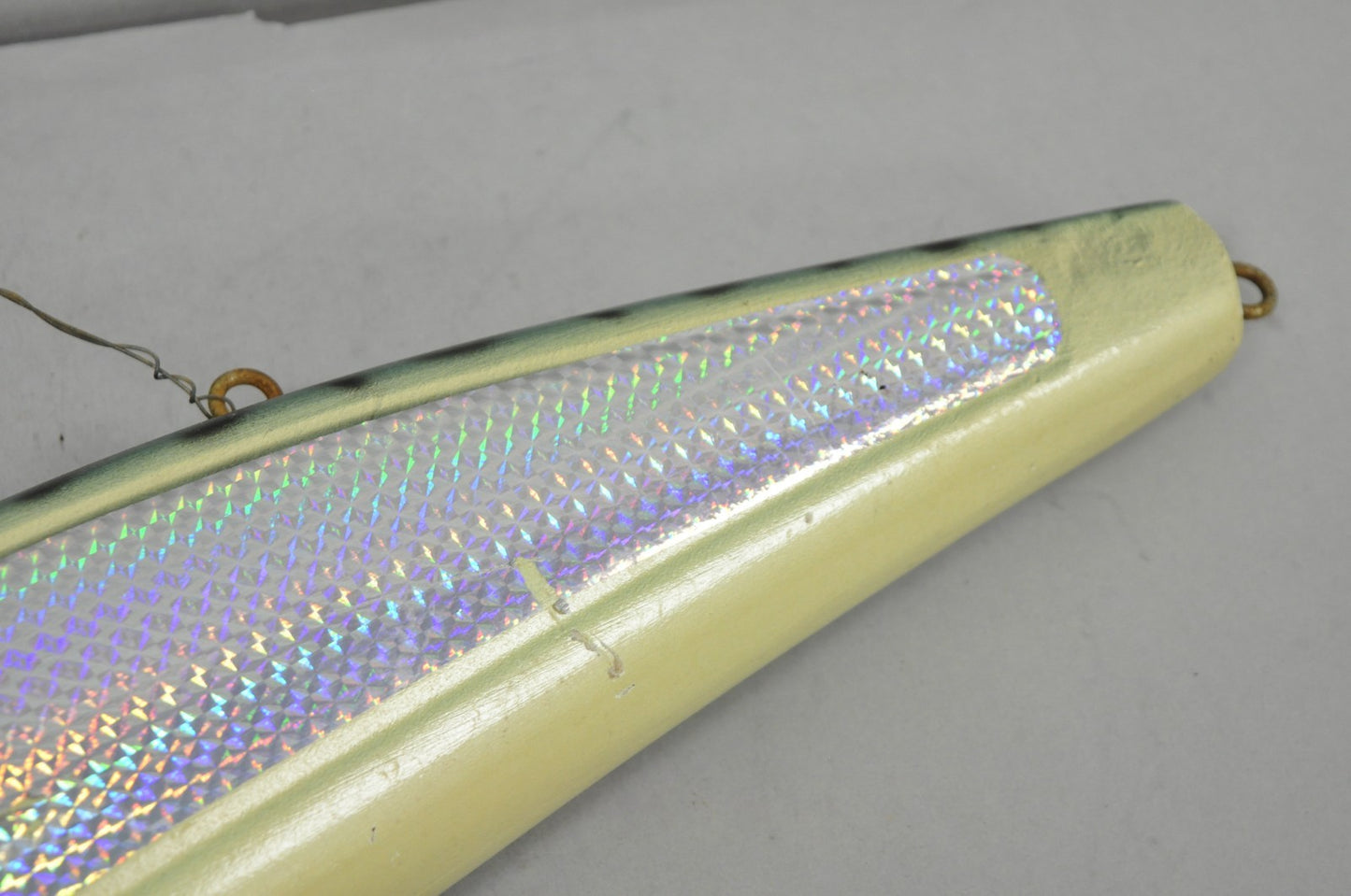 Vintage Wooden Giant Rapala 28” Fishing Lure Hanging Display w / Rainbow Decal