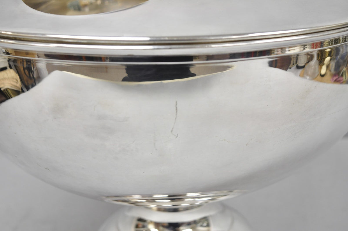 Vintage Modern Pedestal Base Silver Plated 5 Bottle Champagne Chiller Ice Bucket
