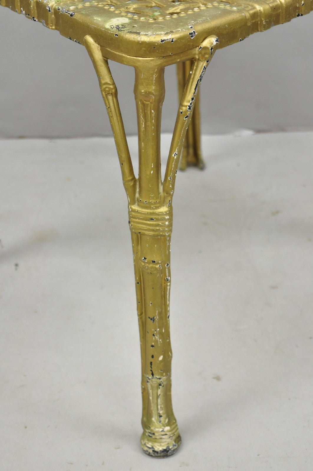 Vintage Hollywood Regency Faux Bamboo Basketweave Lattice Aluminum Side Chair