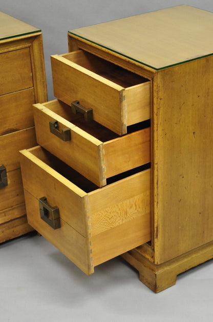 Mid Century Modern Mahogany James Mont Style Nightstands by Red Lion - a Pair