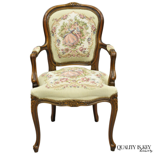 Vintage Chateau D'Ax spa French Louis XV Style Italian Tapestry Arm Chair