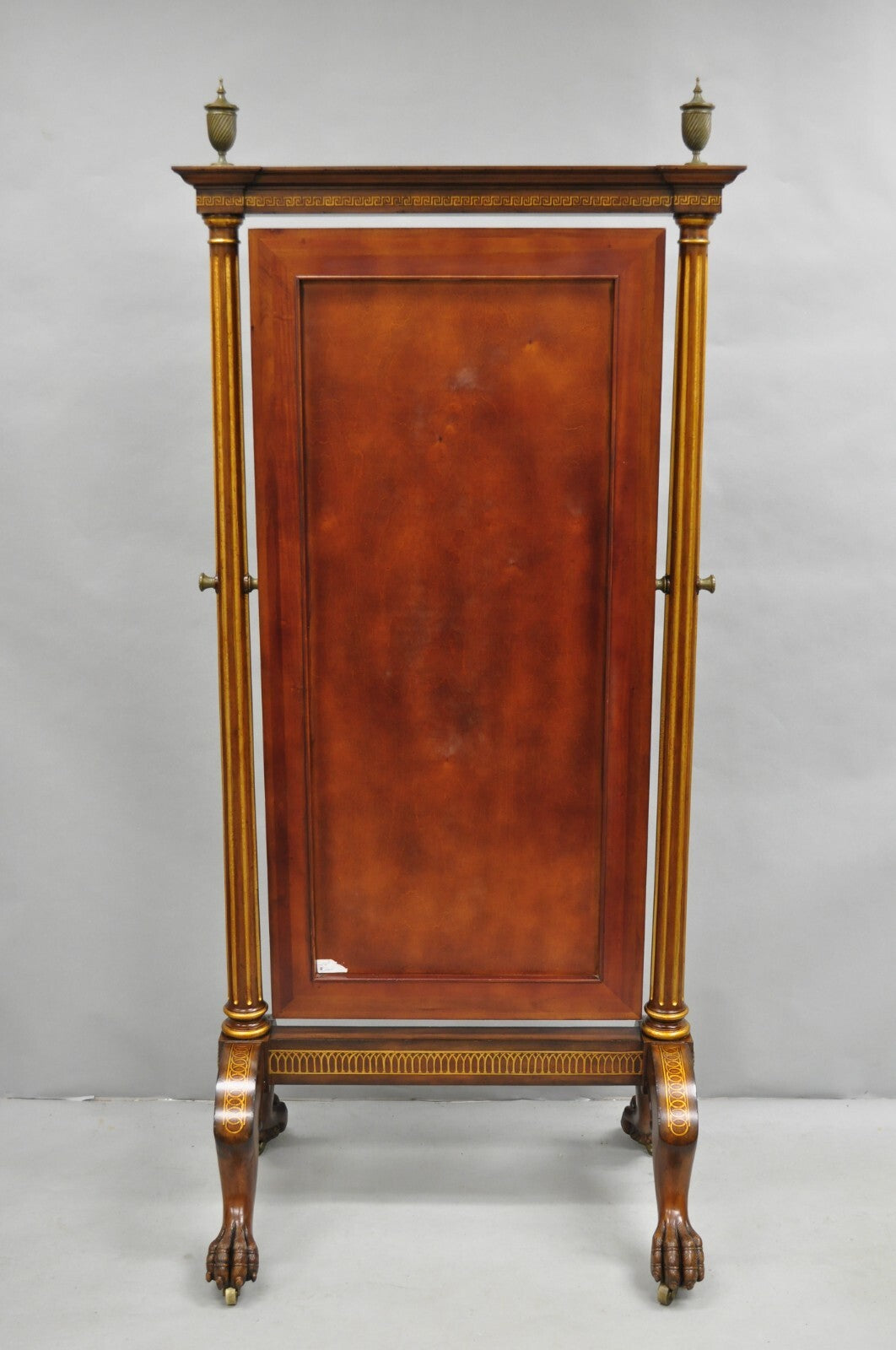 Maitland Smith French Empire Style Mahogany Paw Foot Tall Dressing Cheval Mirror