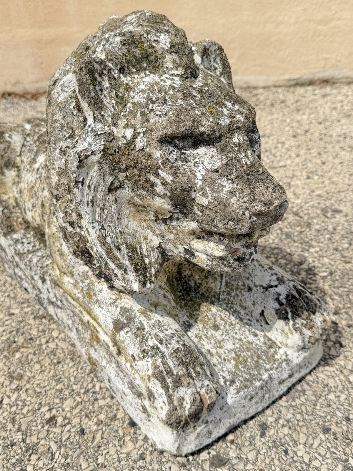 Vintage Classical Style Cast Cement Concrete Guardian Entry Lions - Pair