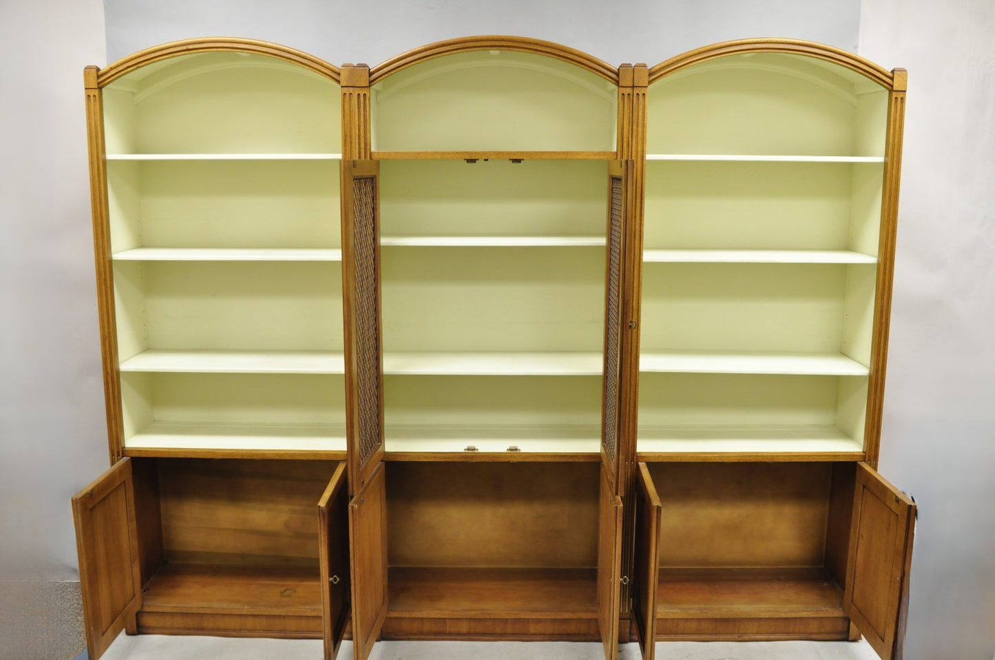 Henredon French Country Provincial Walnut Fruitwood 3 Pc Wall Unit Bookcase