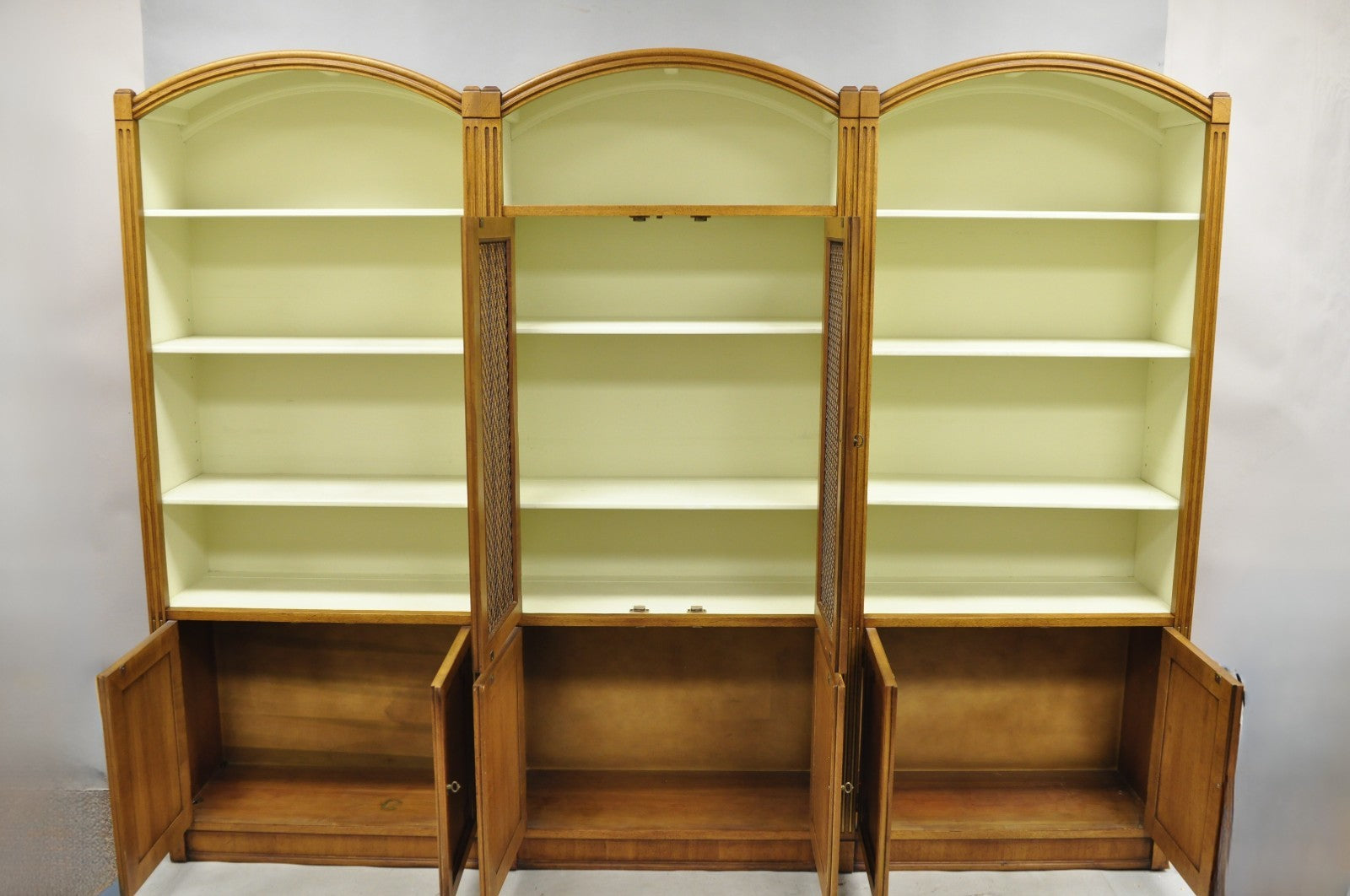 Henredon French Country Provincial Walnut Fruitwood 3 Pc Wall Unit Bookcase