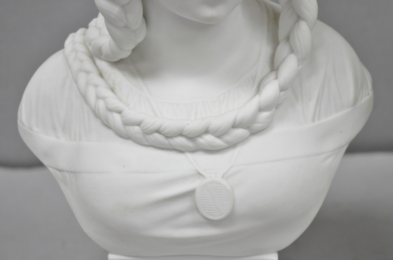 Antique French Classical Parian Porcelain 13" Goddess Female Maiden Bust - Pair