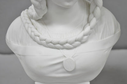 Antique French Classical Parian Porcelain 13" Goddess Female Maiden Bust - Pair
