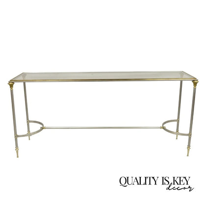 Neoclassical Directoire Maison Jansen Style Steel & Brass Console Sofa Table