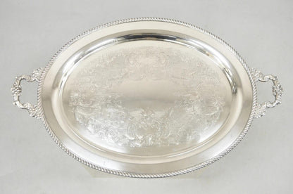 Vintage English Victorian Oval Silver Plated Serving Platter Tray by Victoria