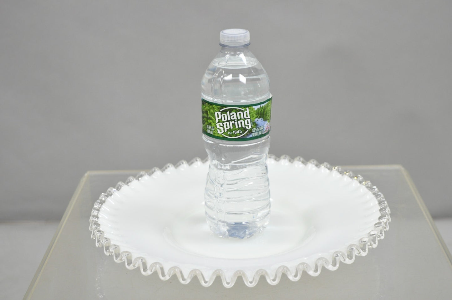 Vintage Fenton Silver Crest 12" Milk Glass Ruffled Edge Plate Platter - Set of 6