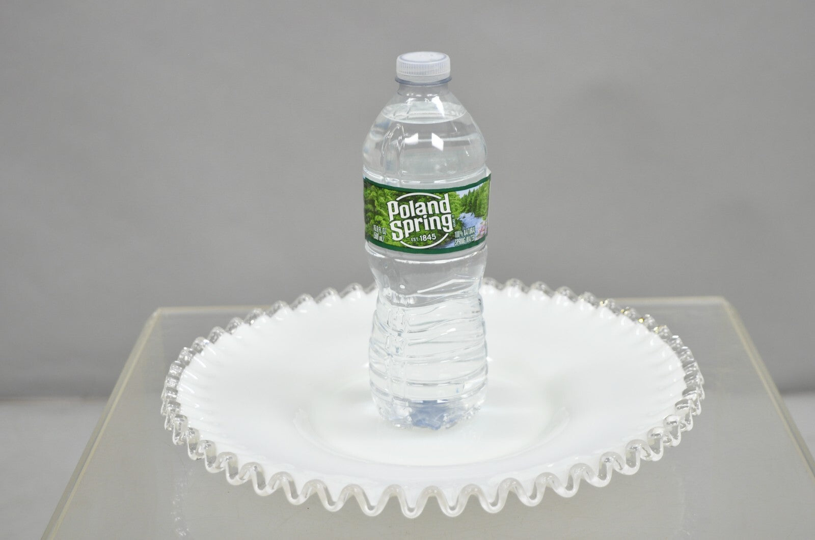 Vintage Fenton Silver Crest 12" Milk Glass Ruffled Edge Plate Platter - Set of 6
