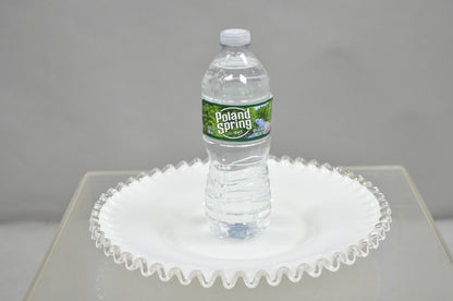 Vintage Fenton Silver Crest 12" Milk Glass Ruffled Edge Plate Platter - Set of 6