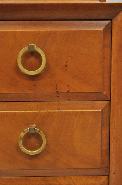 Vintage T.H. Robsjohn Gibbings for Widdicomb Mahogany Brass Ring China Cabinet