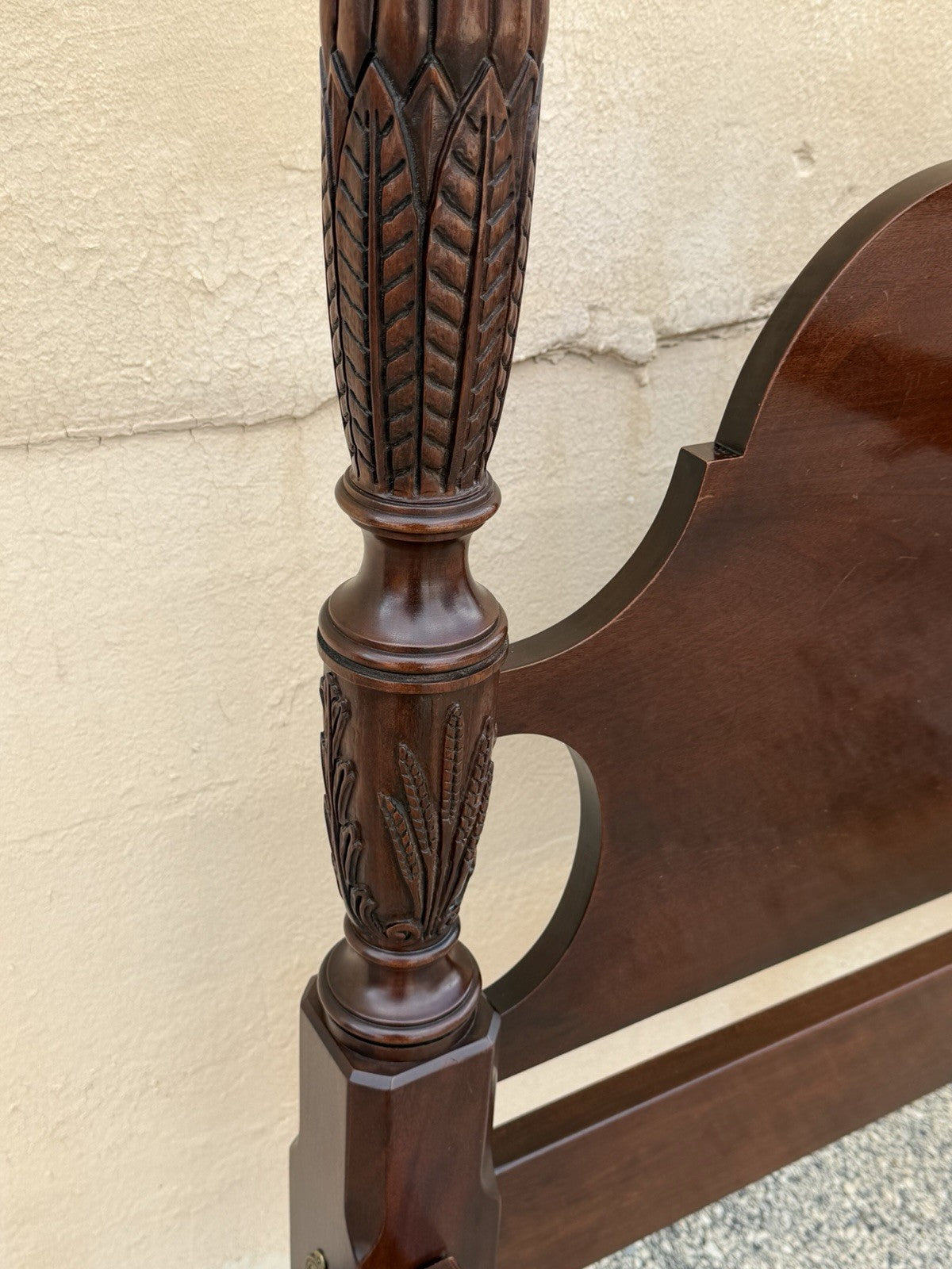 Vintage Georgian Federal Style Mahogany Four Poster Rice Carved Queen Sz Bed