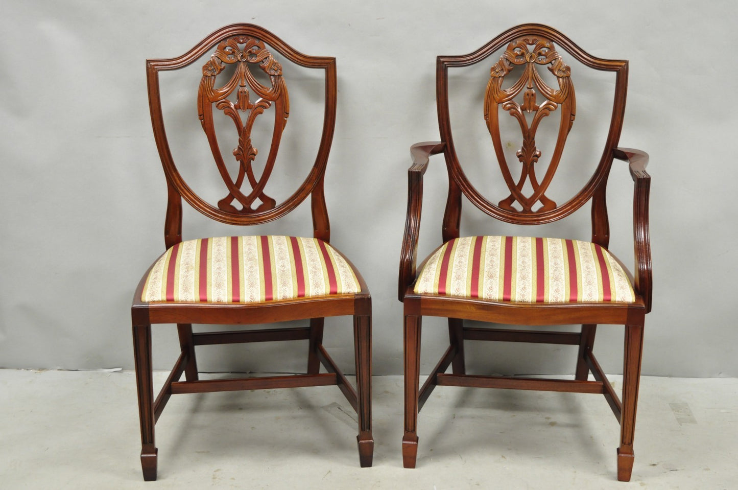 Vintage Sheraton Federal Mahogany Shield Back Dining Room Chairs - Set of 6