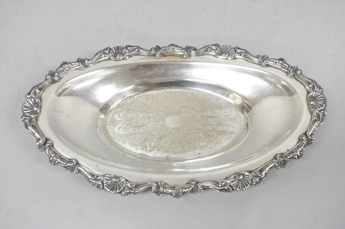 Vintage Victorian Style Silver Plated Oval 13.5" Trinket Serving Dish (C)