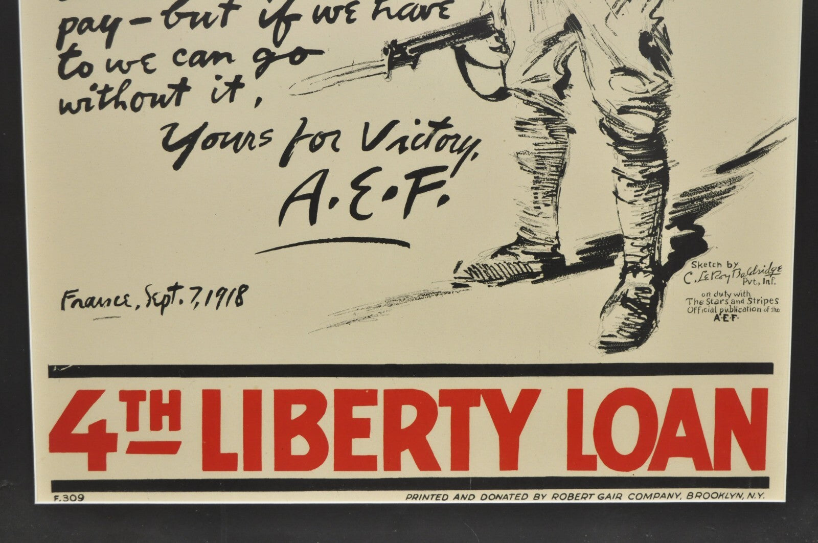1918 World War 1 The A.E.F To The President 4th Liberty Loan Framed Poster