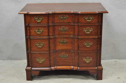 Vintage Chippendale Style Solid Mahogany Block Front Bachelor Chest of Drawers