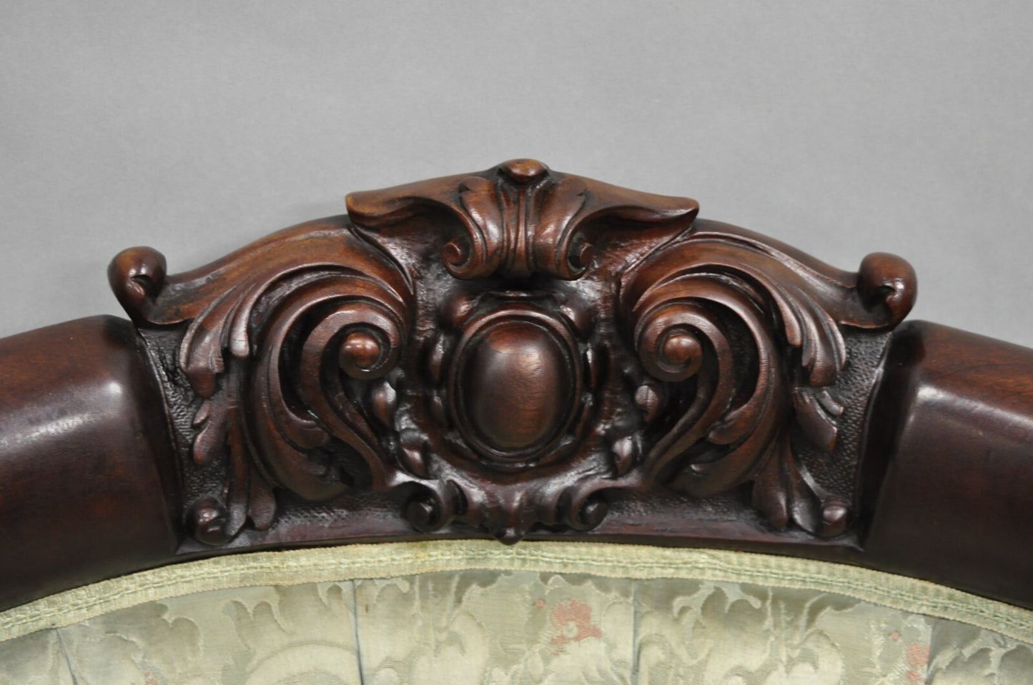 Antique Karpen Victorian Rococo Figural Maiden Carved Mahogany Parlor Club Chair