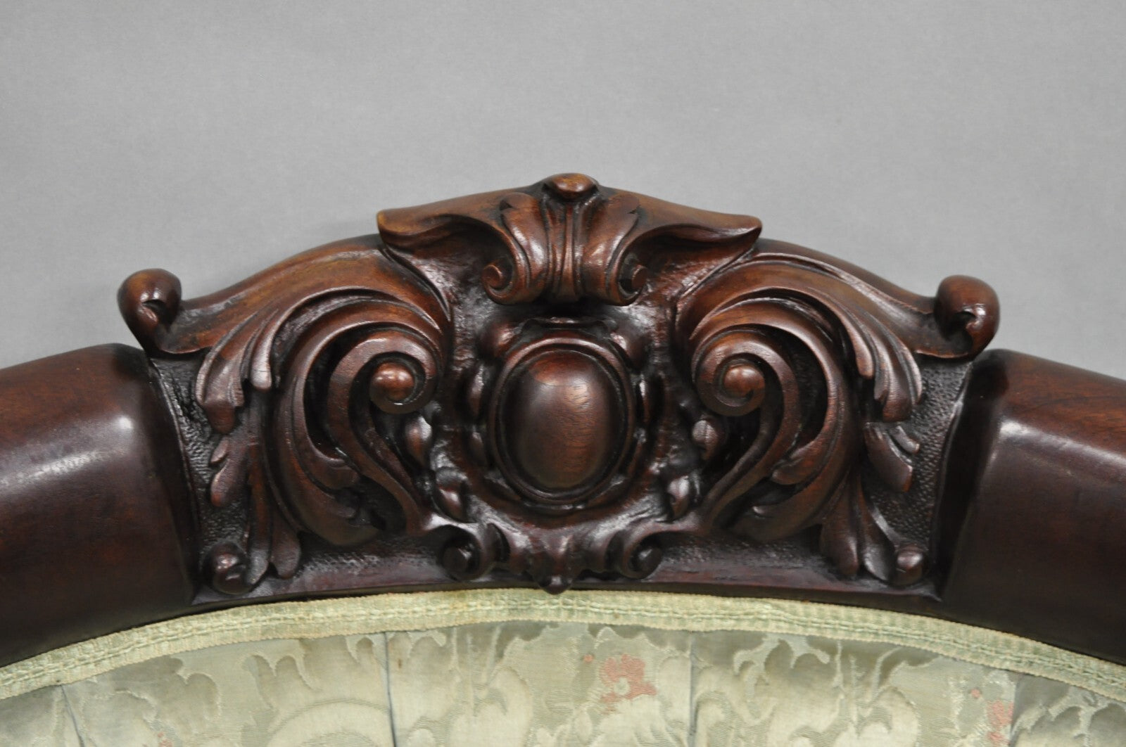 Antique Karpen Victorian Rococo Figural Maiden Carved Mahogany Parlor Club Chair