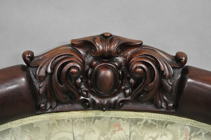 Antique Karpen Victorian Rococo Figural Maiden Carved Mahogany Parlor Club Chair