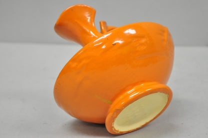 Antique 1940s Roseville Pottery USA Pitcher Ewer Freesia Botanical Orange Vase