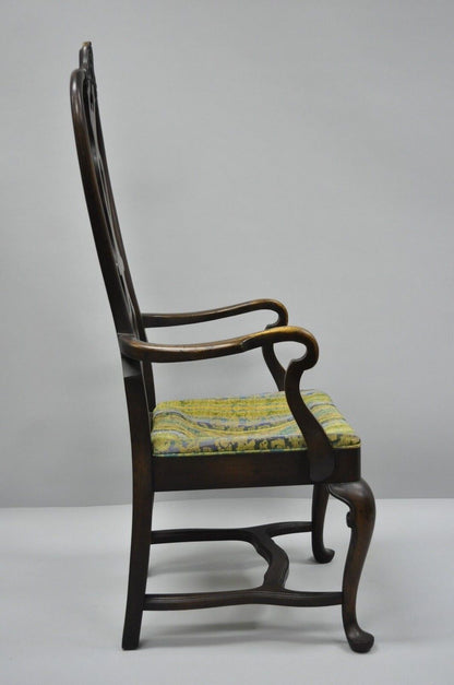 Vintage Italian Baroque Swedish Rococo Style High Back Dining Arm Chairs - Pair