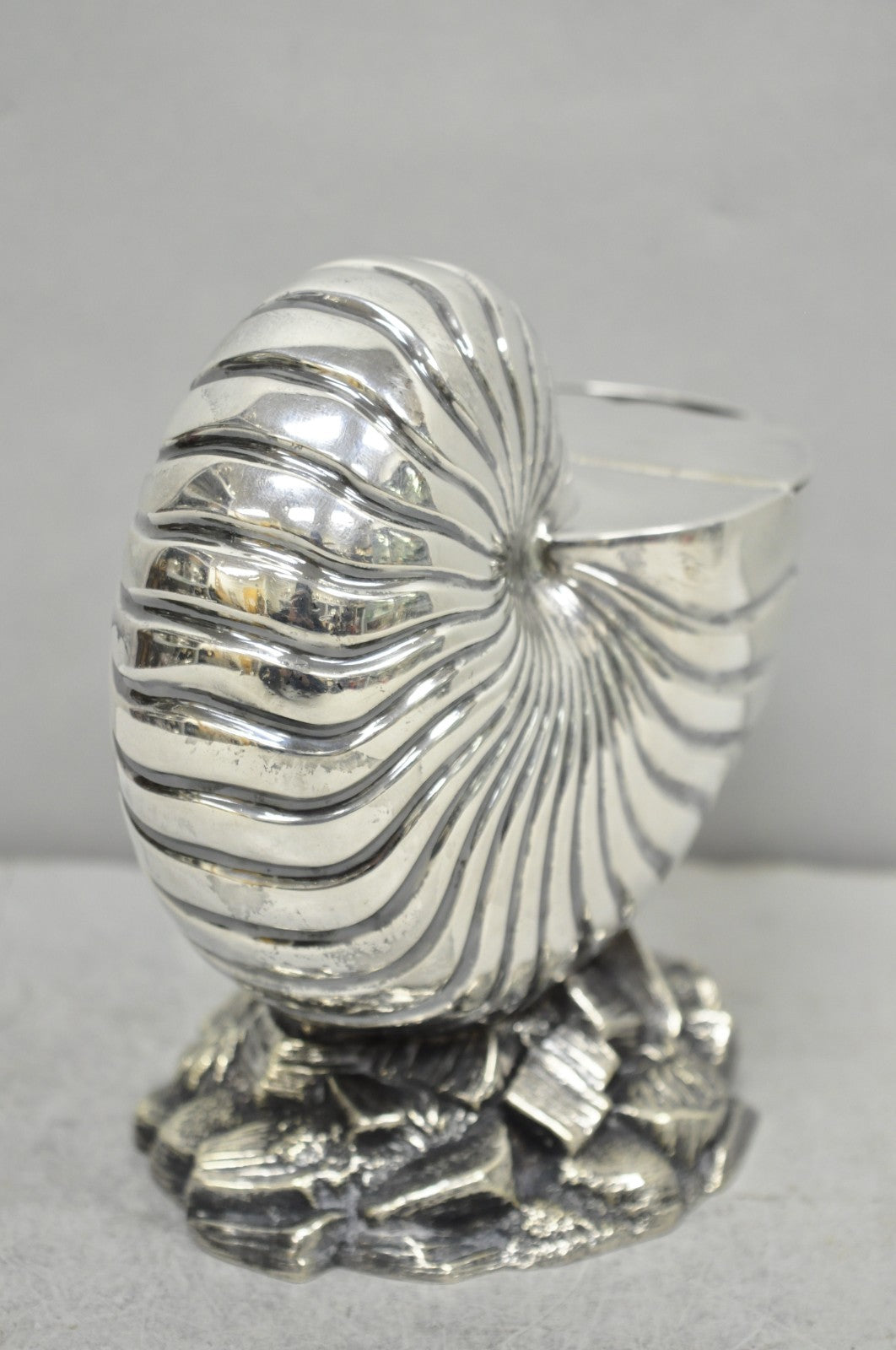 Antique Victorian Silver Plated Nautilus Figural Shell Form Spoon Warmer