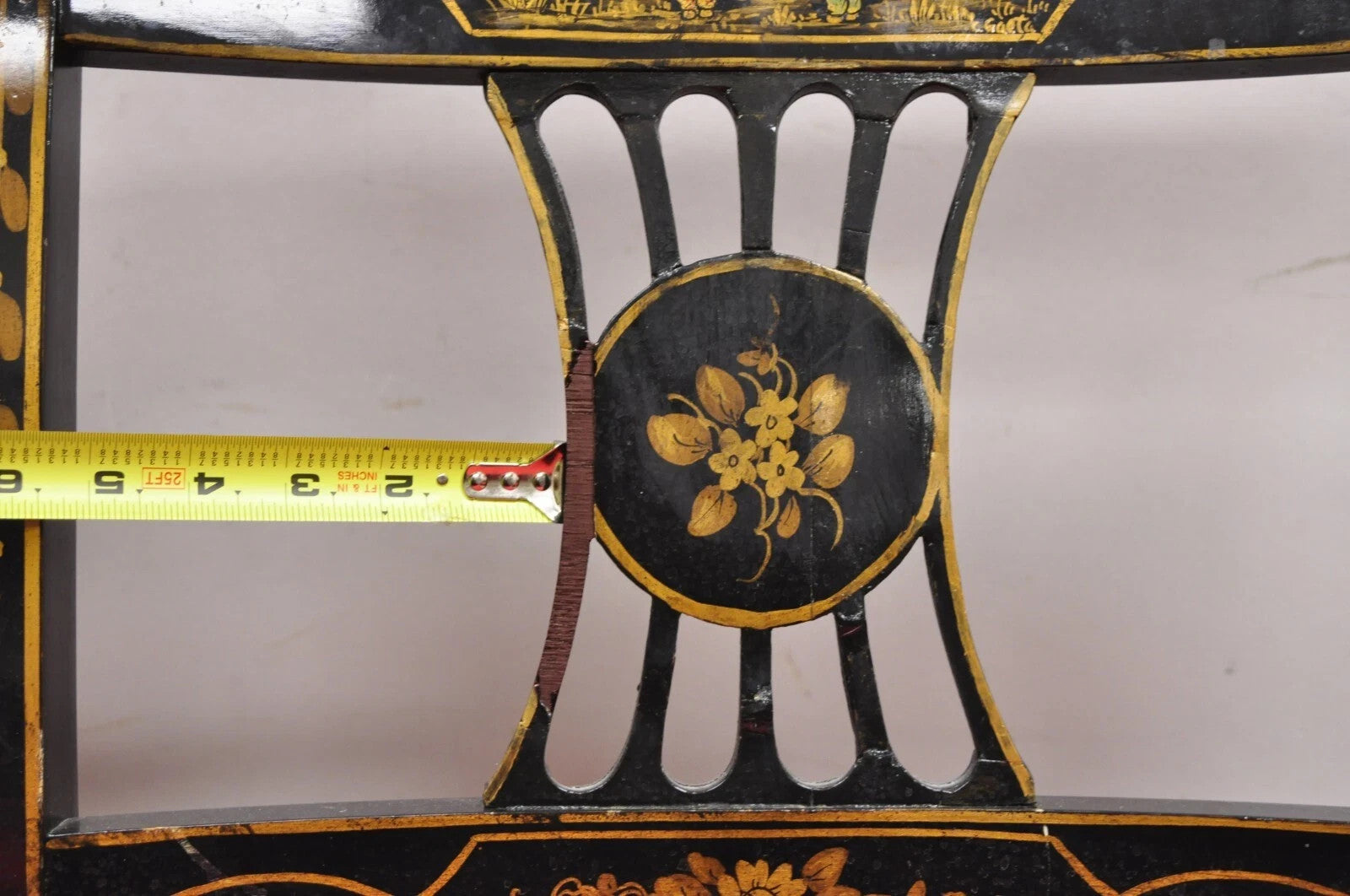 Union National Chinoiserie English Regency Black Painted Dining Chair - Set of 6
