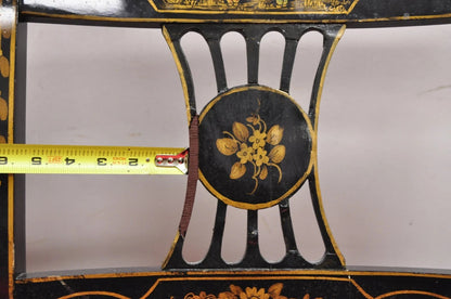 Union National Chinoiserie English Regency Black Painted Dining Chair - Set of 6