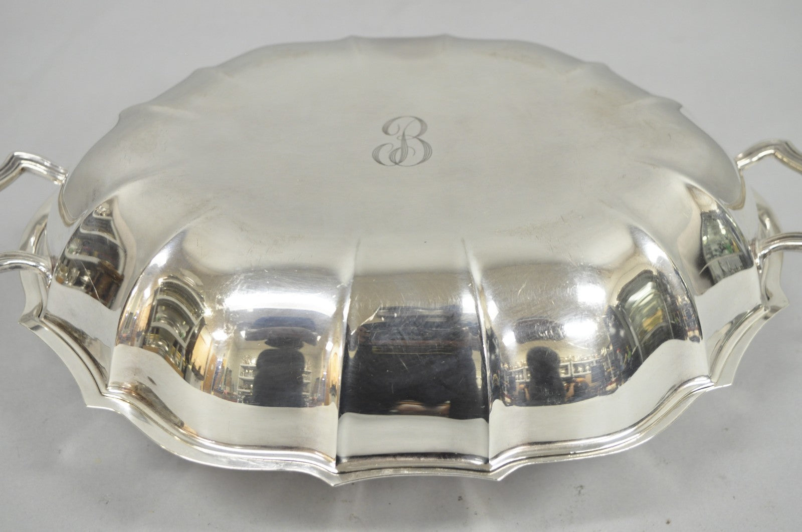 Vintage International Silver Co Chippendale Covered Serving Dish w/ "B" Monogram