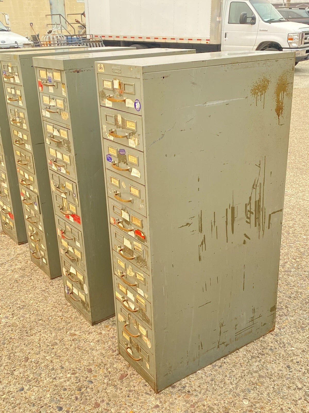 Vintage Columbia Steel Equip Gray Metal 10 Drawer Industrial File Cabinet (A)
