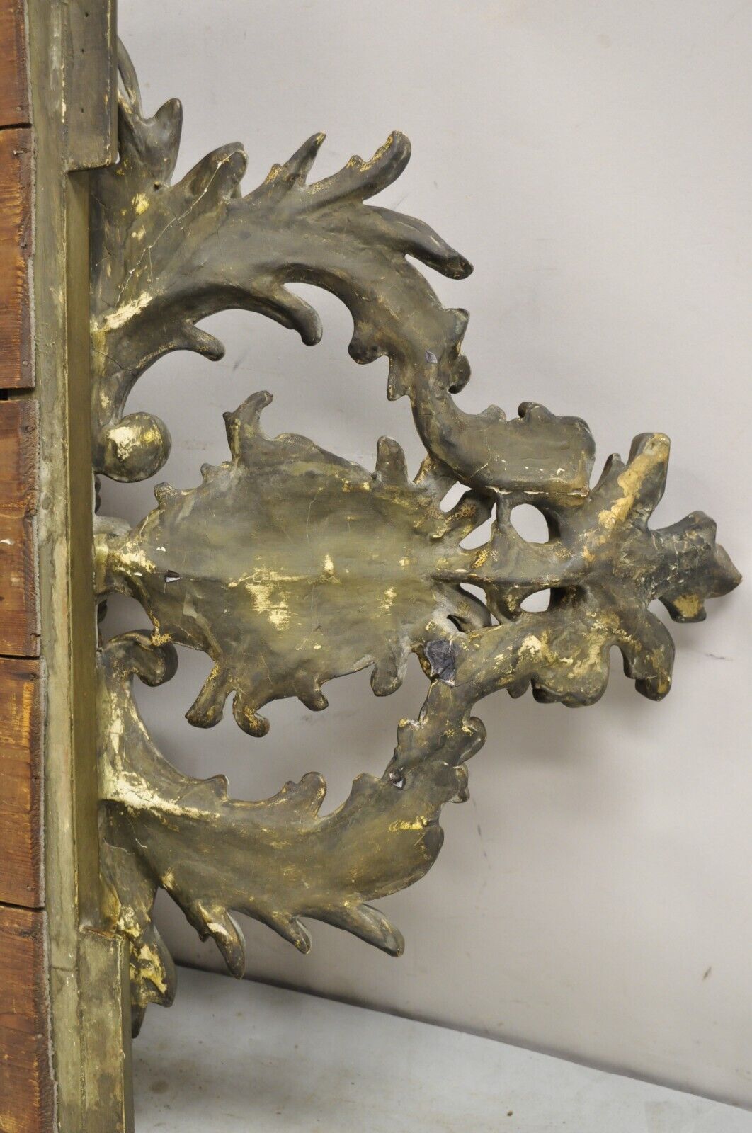 Antique French Renaissance Baroque Carved Giltwood Gesso Wall Mirror with Face