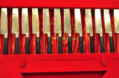 Vintage Bangkok Jewels Bronze Brass & Celluloid Flatware Set in Case - 130 Pcs